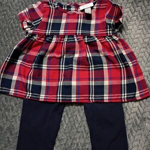 Plaid Dress with Navy Leggings